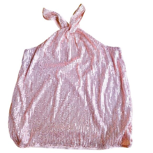 Grace Karin Peachy Pink Keyhole Halter Glitter Sequin Top - Picture 5 of 8